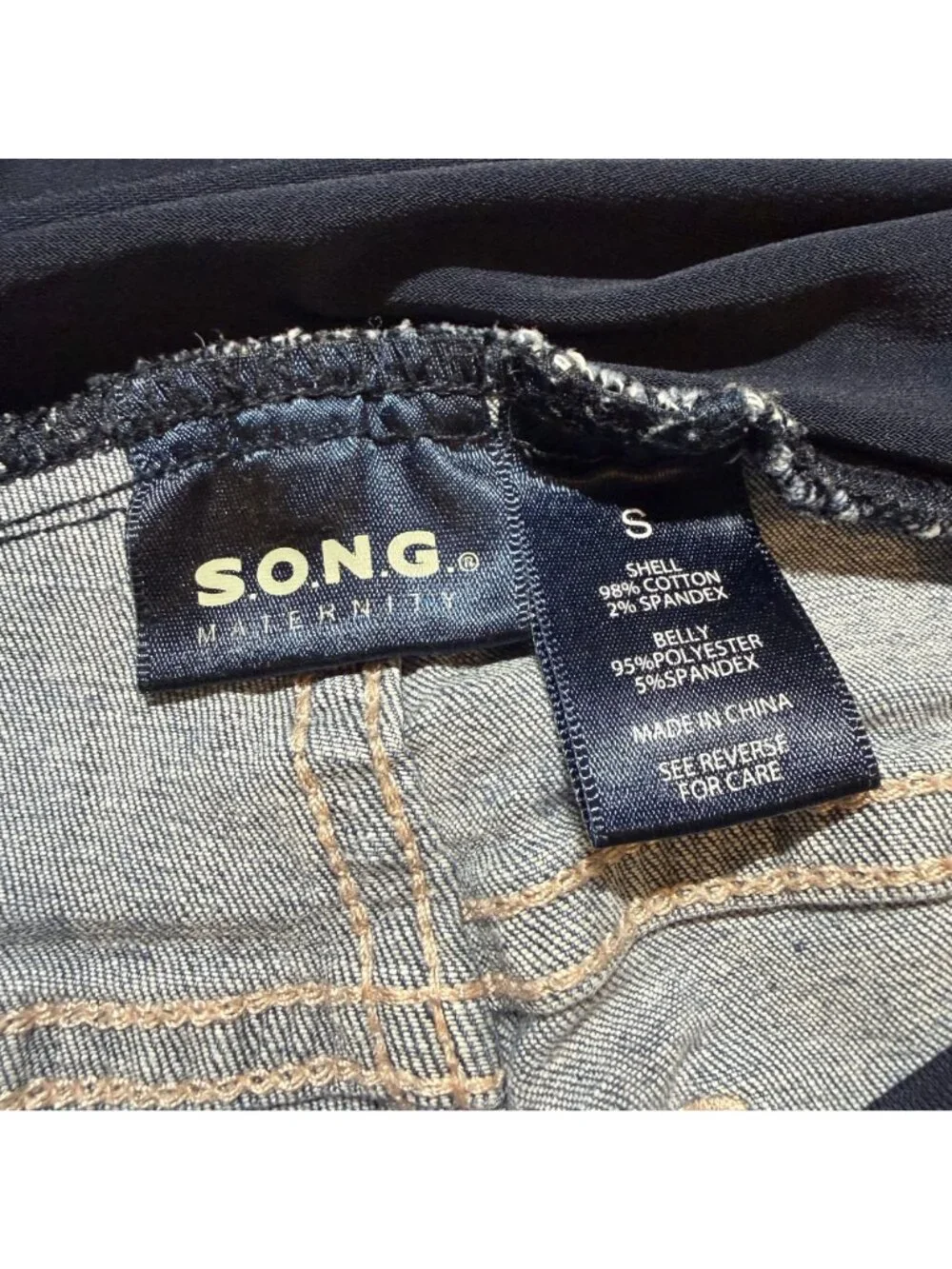 Song Maternity Denim Jean Shorts Small Cut Offs Distressed Full Panel Summer
